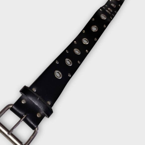 Faux Leather Belt 37" Metal Buckle Wide Square Riding Casual Basic Steampunk - Picture 4 of 5